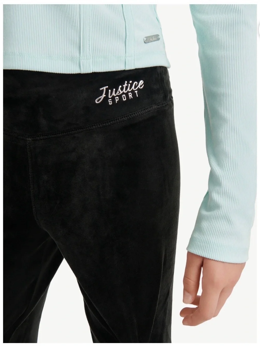Justice Black Girls Velour Leggings